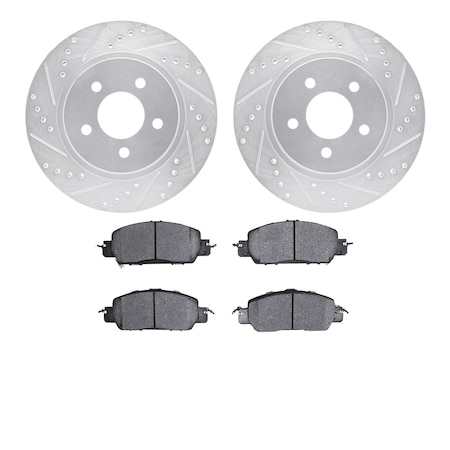 7302-54201, Rotors-Drilled And Slotted-Silver With 3000 Series Ceramic Brake Pads, Zinc Coated